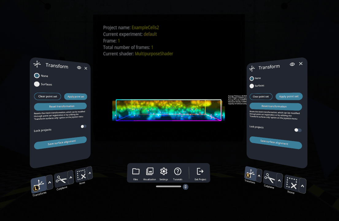syGlass VR menu after redesign — tools visible and grouped in a persistent on-screen tray